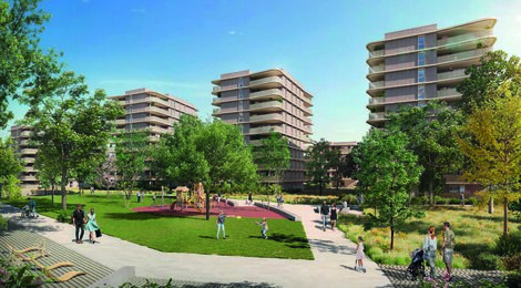 Programme immobilier neuf L'ARCHIPEL 3F - 1 - Saint-Louis : logements neufs sécurisés et verdoyants proche des transports frontaliers (68300) - Référence : 15771