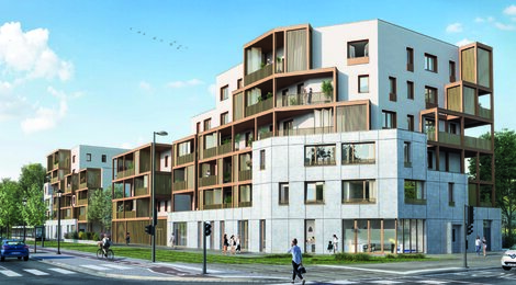 Programme immobilier neuf LE WOOD - Strasbourg : logements neufs T2–T5 proche du tramway C et des espaces verts (67000) - Référence : 15739