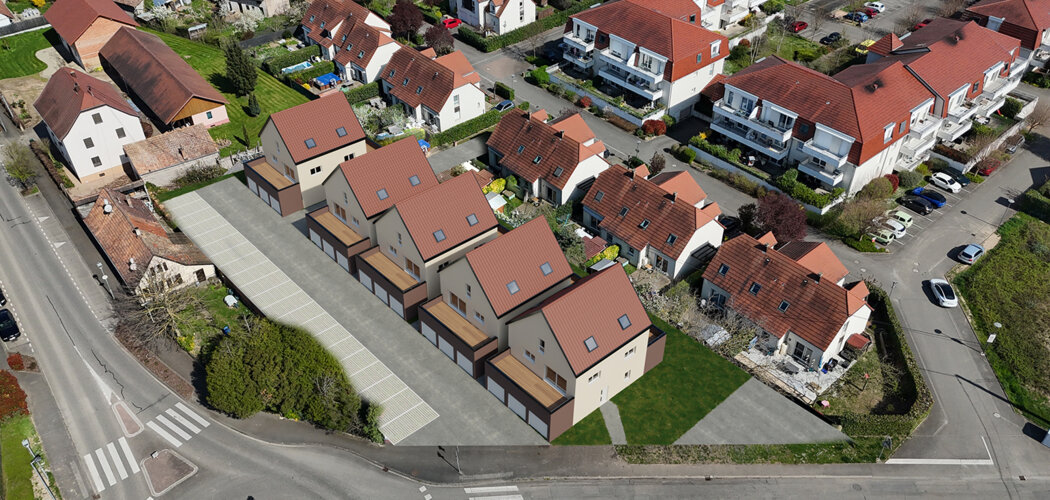 Programme immobilier neuf Les duos du Ried - Ebersheim secteur résidentiel près du bus A et gare TER (67600) - Référence : 13853
